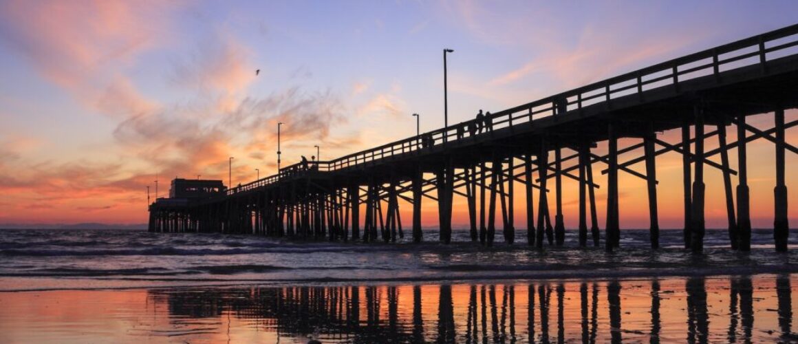 Sunset at Newport beach pier, California, one of the best things to do in Orange County